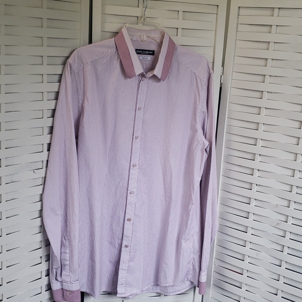 Dolce & Gabbana pink and red mens button down shirt 17